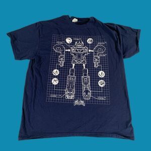 Transformers Megazord Blueprint Tee XL Blue Fruit of the Loom Power Rangers